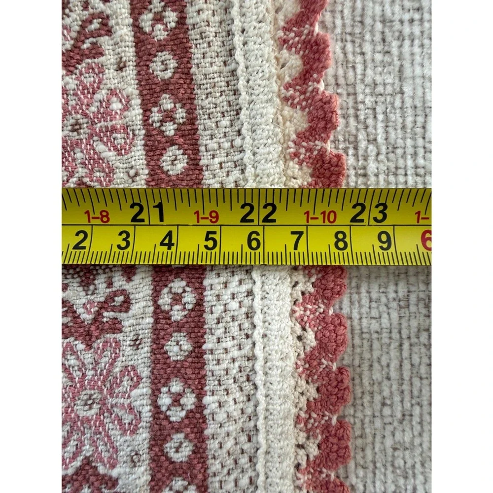 Vintage Kolf Austria Apron Linen Cotton Crochet Trim One Size Pink White